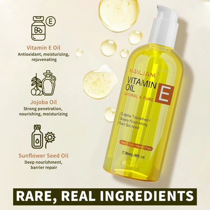 MAYJAM Vitamin E Oil | Natural & Pure | Moisturizing & Brightening Skincare | Face & Body Care | 118ml / 236ml