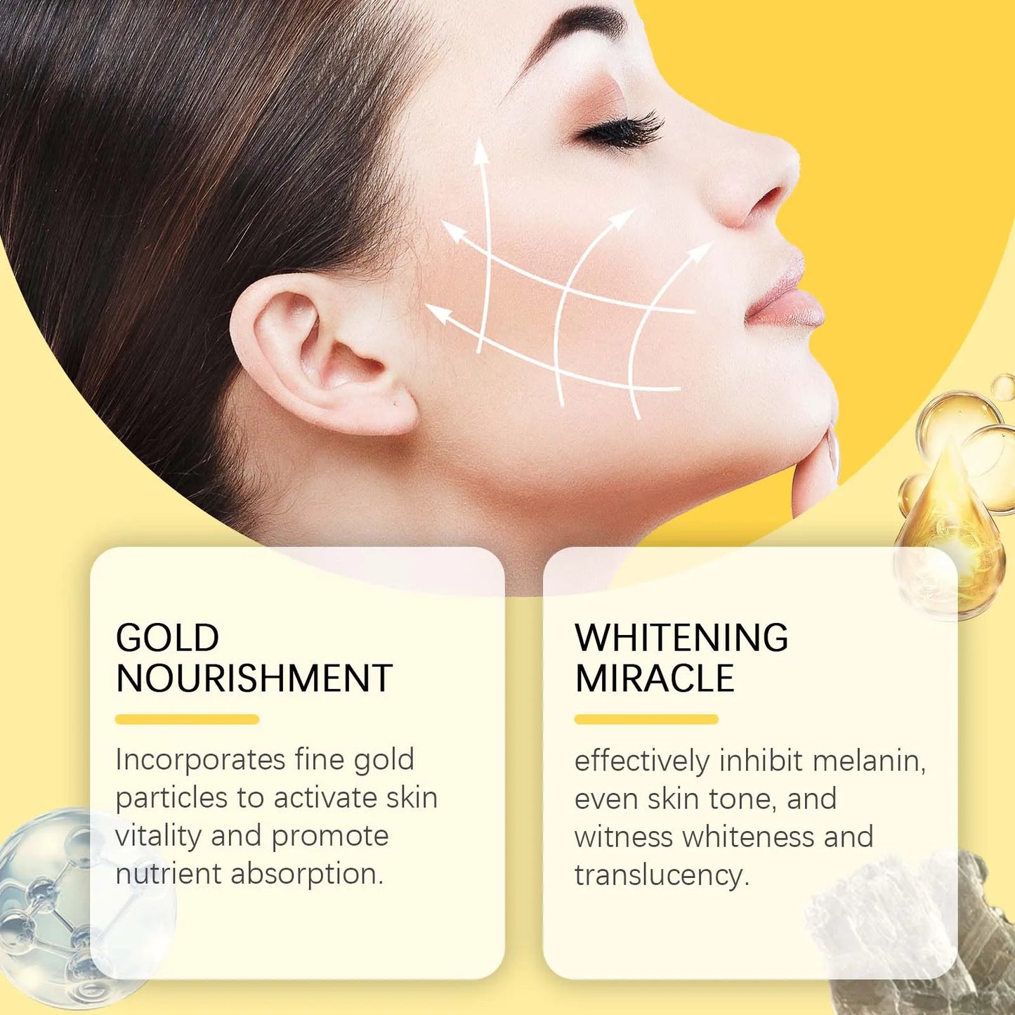 Hoygi Gold Sleeping Mask with Niacinamide | Moisturizing, Pore Tightening, Firming & Brightening | Fade Fine Lines & Relieve Skin Fatigue | 120g