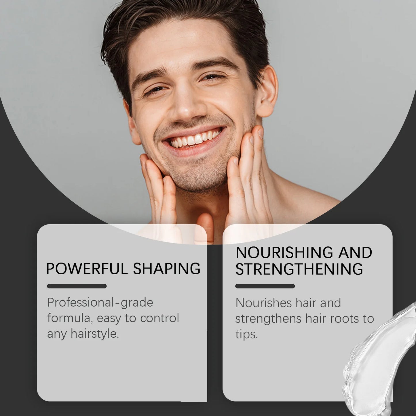 Men Hair Styling Gel Strong Hold Finished Molding Improving Fluffy Long Lasting Keep Shine Control Shaping Professional Hair Gel