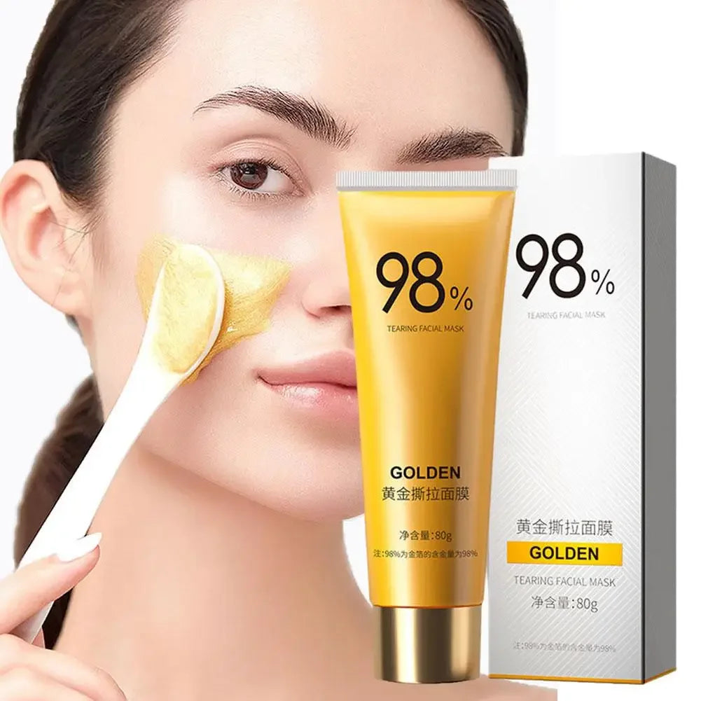 Gold Peel-Off Facial Mask | Deep Cleansing, Pore Tightening & Blackhead Removal | Brighten Skin & Cleanse Nose Pores | 80g
