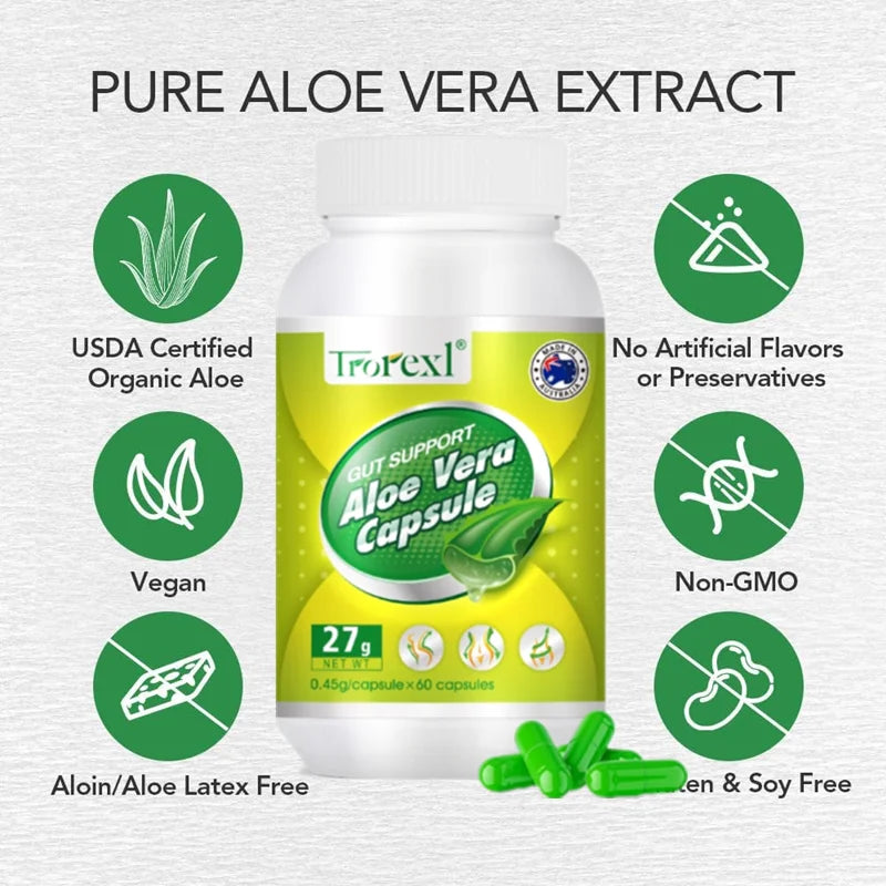 Trorexl® | Organic Aloe Vera Capsules | Gut Support, Digestive Health | 60 Capsules