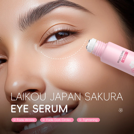 LAIKOU | Sakura Eye Serum Roller | Hyaluronic Acid, Moisturizing, Dark Circle & Eye Bag Reduction | 15ml
