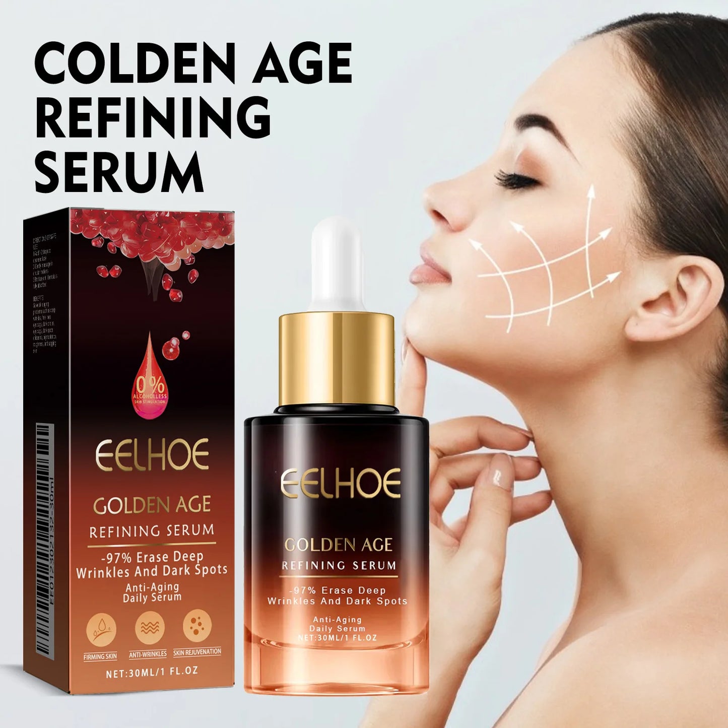 GELHOE Golden Age Refining Serum | Instant Wrinkle Removal, Firming & Lifting | Anti-Aging, Puffiness Reduction & Brightening | 10ml