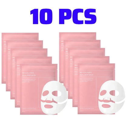 Bio Collagen Face Mask | Deep Hydration, Pore Tightening & Firming | Moisturizing, Nourishing & Brightening Skincare | 1/2/5/10pcs