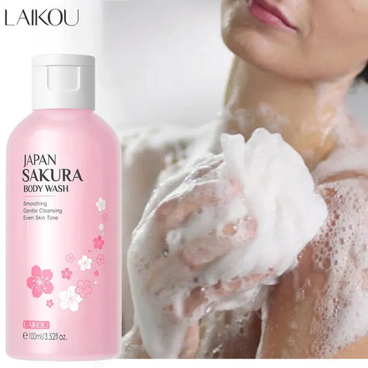 LAIKOU Sakura Shower Gel Long Moisturizing Smooth Long Lasting Fragrance Gentle Foam Body Cleansing Bath Product 100ml