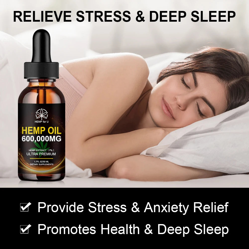 HEMP for U | Organic Hemp Oil 600,000mg | Stress, Pain & Sleep Support | 50ml