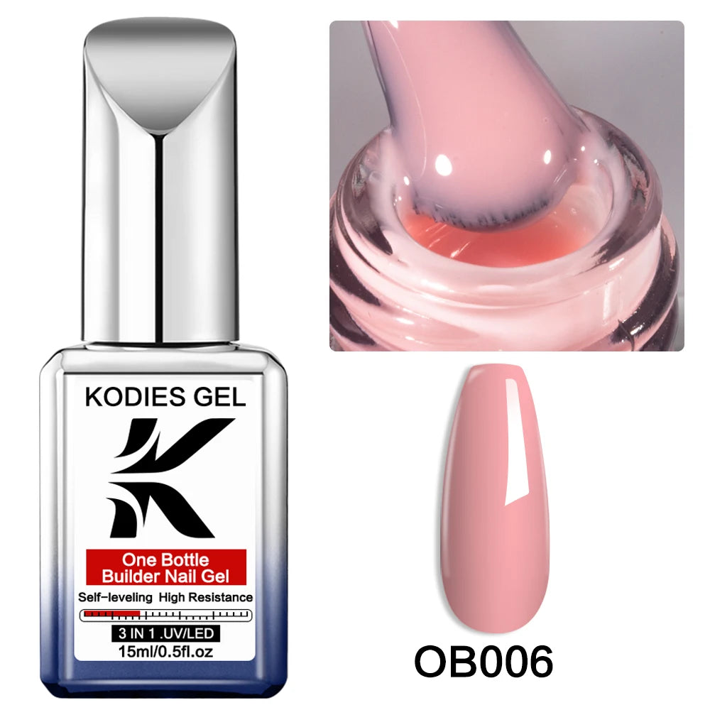 KODIES GEL 3 IN 1 Builder Nail Gel Polish No Pain Nude Self Leveling Thick Construction Hard Gel for Extension Manicure Nail Art