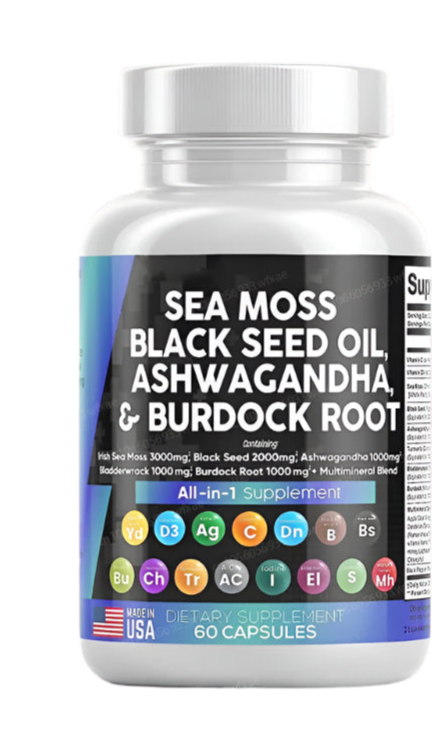 Sea Moss, Black Seed & Ashwagandha Capsules | Men's Health, Endurance & Immunity Support