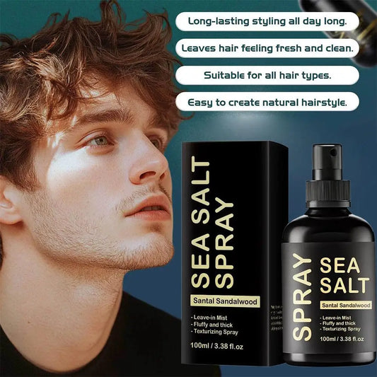 Sea Salt Hair Styling Spray for Men – 100ml Volumizing Mist with Keratin & Sandalwood for Texture & Hold