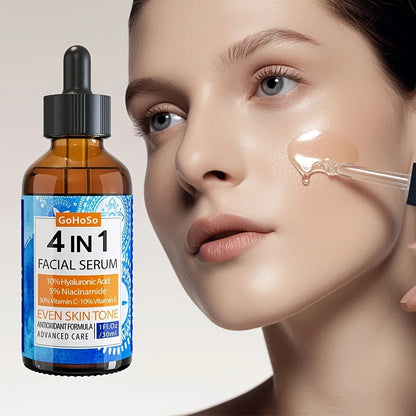 ENVISHA 4-in-1 Facial Serum | Hyaluronic Acid, Niacinamide, Vitamin C & E | Anti-Aging, Deep Moisturizing & Firming | 30ml