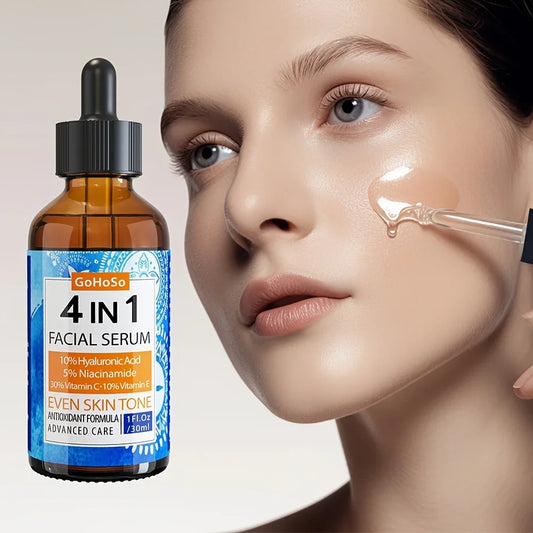 ENVISHA 4-in-1 Facial Serum | Hyaluronic Acid, Niacinamide, Vitamin C & E | Anti-Aging, Deep Moisturizing & Firming | 30ml