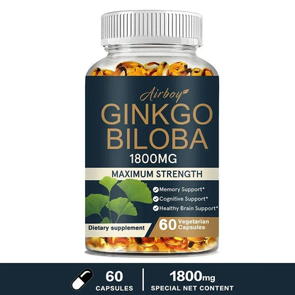 Airboy | Ginkgo Biloba 1800mg | Memory, Cognitive & Brain Support | 30 Vegetarian Capsules