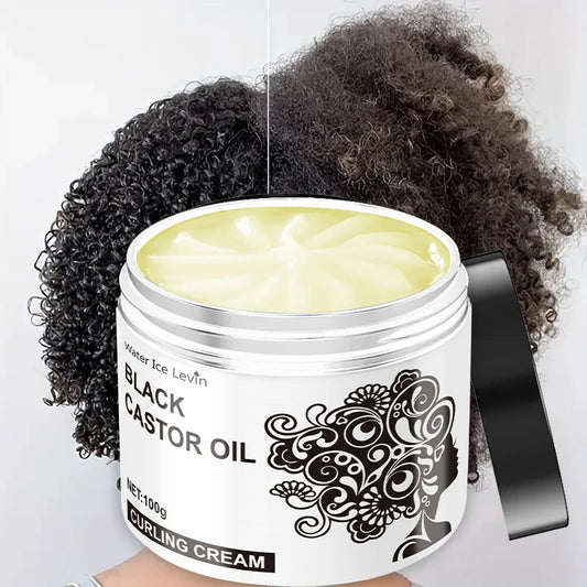 Black Castor Oil Curly Hair Styling Cream, Enhances Softness and Smoothness of Hair, Non-Greasy, Lightweight Formula Containing Coconut Oil, Suitable for All Hair Types