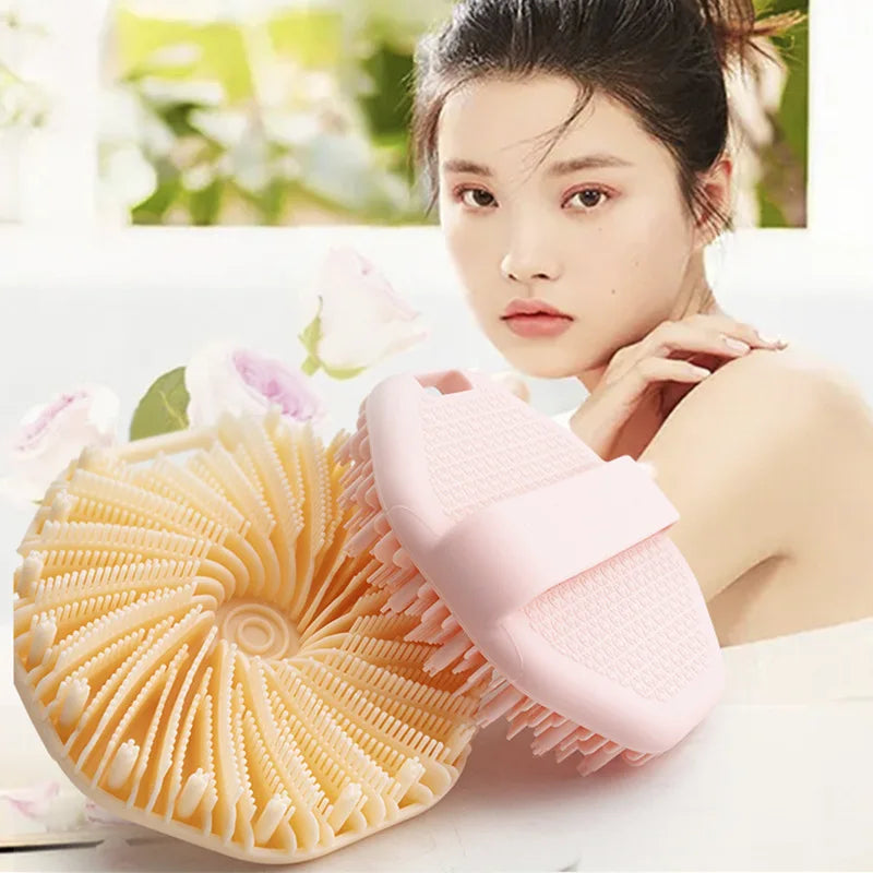 1pc Soft Silicone Exfoliating Brush Cleanser Manual Body Cleansing Scrubber Shower Gentle Massage Bath Brush For Men and women