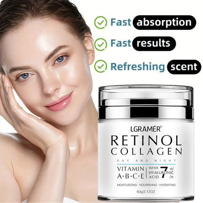 LGRAMÉR Retinol Anti-Aging Face Cream | Collagen & Hyaluronic Acid | Moisturizing, Wrinkle Removal & Skin Nourishment | Day & Night Use | 60ml