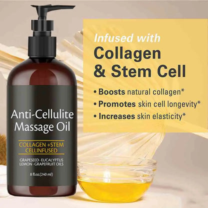 Collagen, Stem Cell, Grapeseed, Eucalyptus, Lemon, Grapefruit Oils | Anti-Cellulite, Skin Tightening, Deep Moisturizing | 240ml
