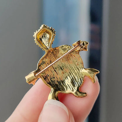 Small Turtle Rhienstone Brooches For Women Girls Boys Colorful Blue Crystal Cubic Zircon Animal Pin Fashion Alloy Accessories