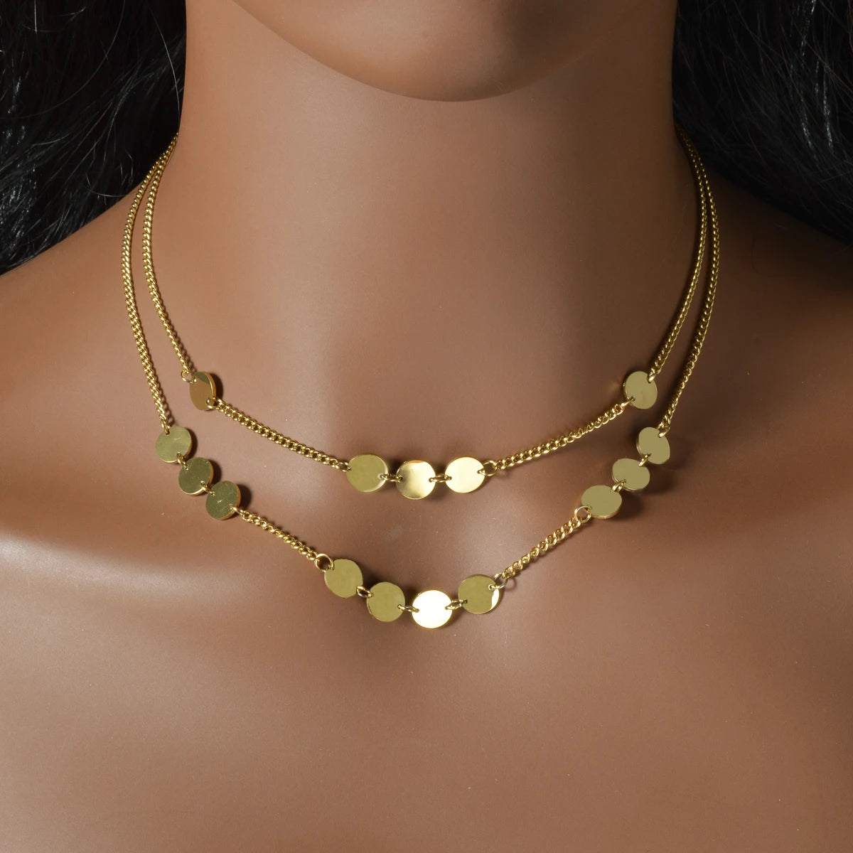 Fashion Gold Plated Layered Necklace Trendy Thin Chain Pendant Dainty Stackable Jewelry Gift for Women Birthday Valentine