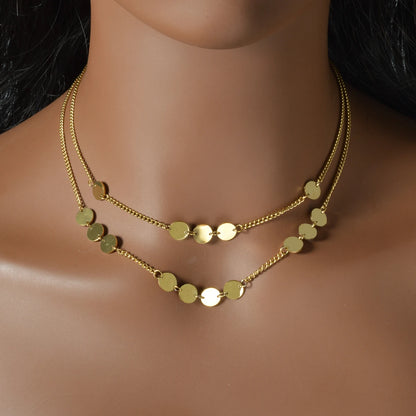 Fashion Gold Plated Layered Necklace Trendy Thin Chain Pendant Dainty Stackable Jewelry Gift for Women Birthday Valentine