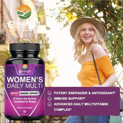 Everight | Women’s Daily Multivitamin with Biotin & Zinc | Energy & Immune Health Support