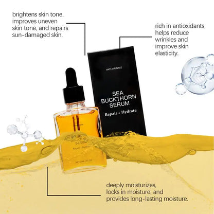 30ml Sea Buckthorn Serum Dry Fine Lines Wrinkles Sunburn Aging Sea Buckthorn Serum  Gentle Sea-Buckthorn Skin Hydrating Liquid