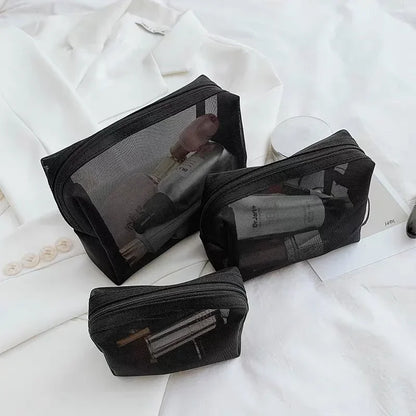 Women Mesh Cosmetic Bag Travel Storage Makeup Bag Organizer Female Make Up Pouch Portable Small Large Toiletry Beauty Case