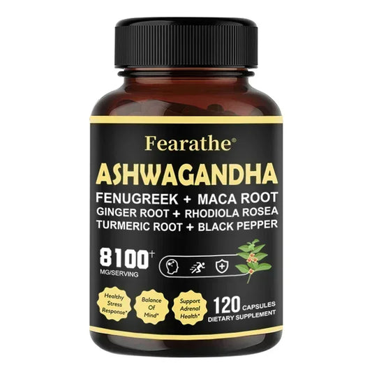 Fearathe | Ashwagandha Fenugreek Maca Turmeric Rhodiola Capsules | Sleep, Adrenal, Immune & Energy Support