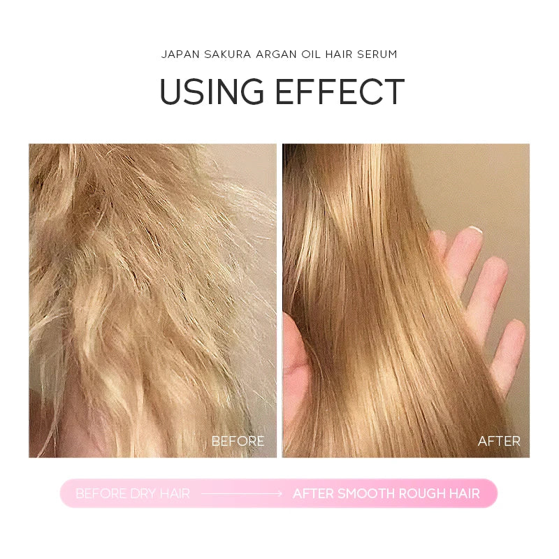 LAIKOU Japan Sakura Organic Hair Oil Gloss Treatment Smoothing Hair Serum Frizz Control Shine Booster Argan Oil 60ml/100ml