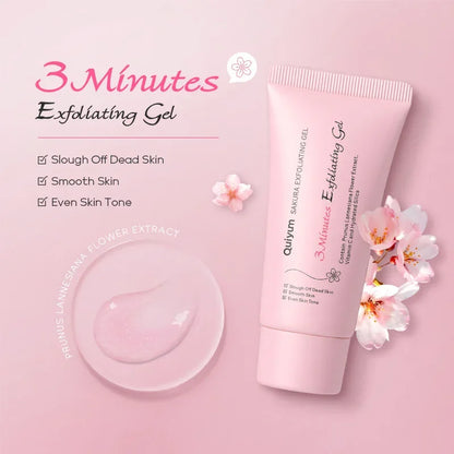 Quiyum Sakura Exfoliating Gel | Facial Scrub with Vitamin C & Prunus Lannesiana Extract | Moisturizing, Smoothing & Even Skin Tone | 50g