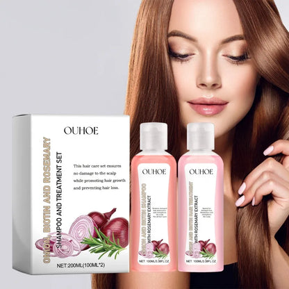 Shampoo & Conditioner Hair Care Set Onion Biotin and Rosemary Deep Cleansing Nourishing Shampoo For Hair Shine Smooth Densely