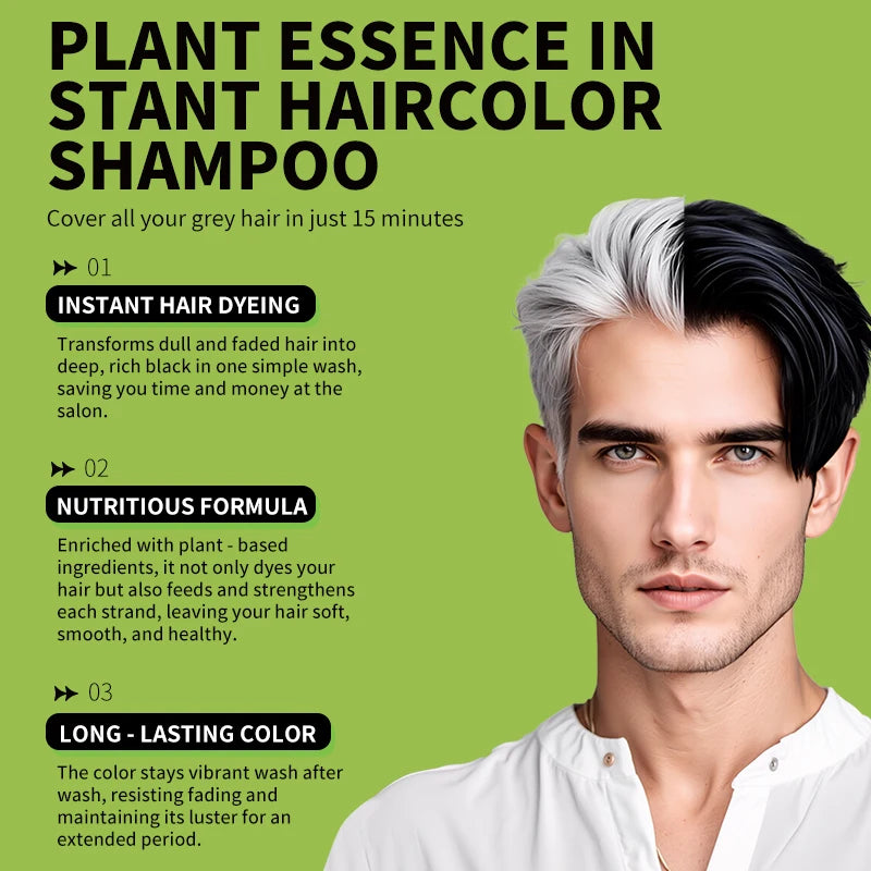 500ml Rosemary Gray Hair Dye Shampoo Hair Instant Coloring Cover Shampoo Men Women Nourish Hair Quick Blackening Plant Shampoo