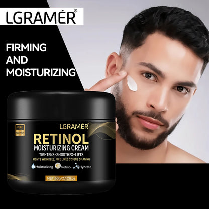 LGRAMÉR Men’s Retinol Face Moisturizer | Anti-Wrinkle, Pore-Tightening & Skin Lifting | Hydrating & Whitening Retinol Cream | 60g