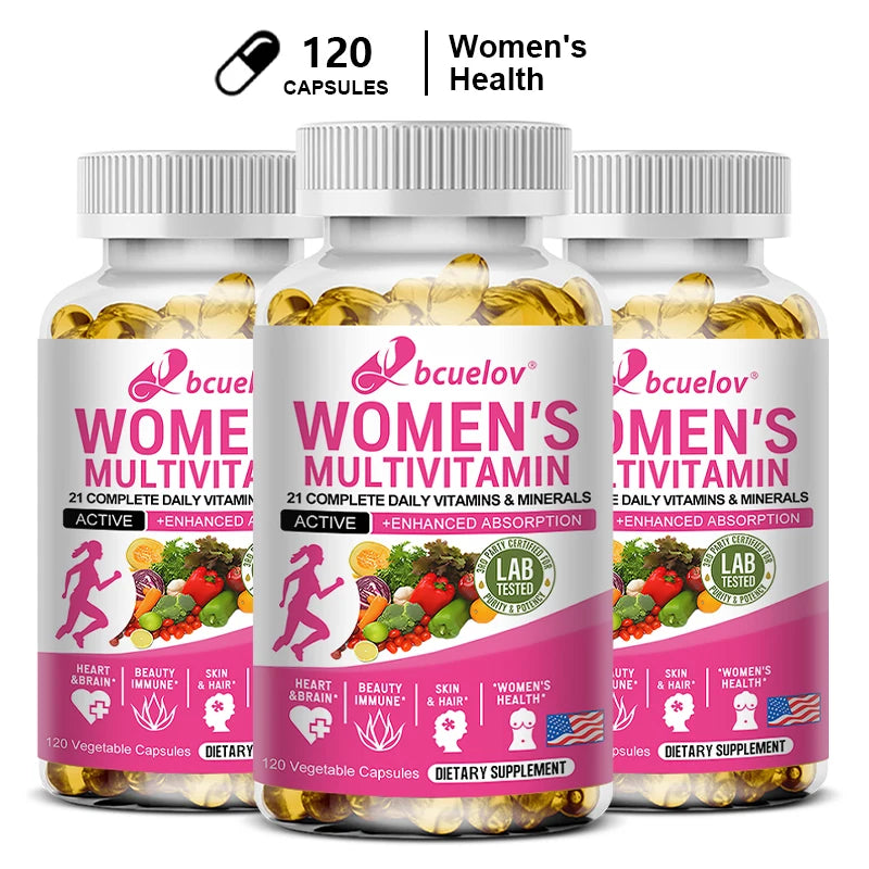 Bcuelov | Women's Multivitamin | 21 Vitamins & Minerals for Hair, Skin & Immunity