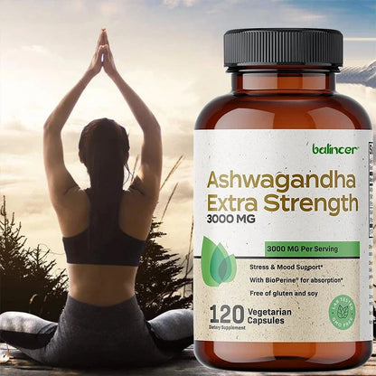 Ashwagandha Extra Strength 3000mg | Stress & Mood Support with BioPerine