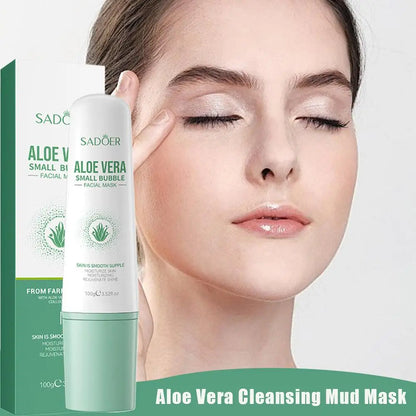 SADOER Aloe Vera Bubble Facial Mask | Deep Cleansing, Hydrating & Blackhead Removal | Smooth & Moisturized Skin | 100g