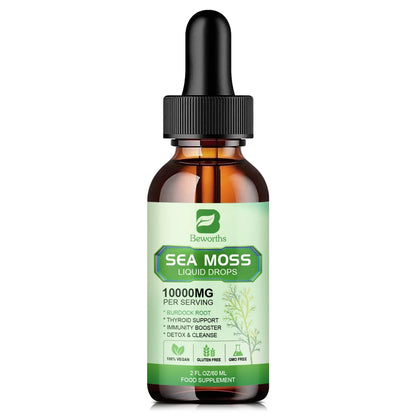Beworths | Sea Moss Liquid Drops Burdock Root | Thyroid, Immunity & Weight Support