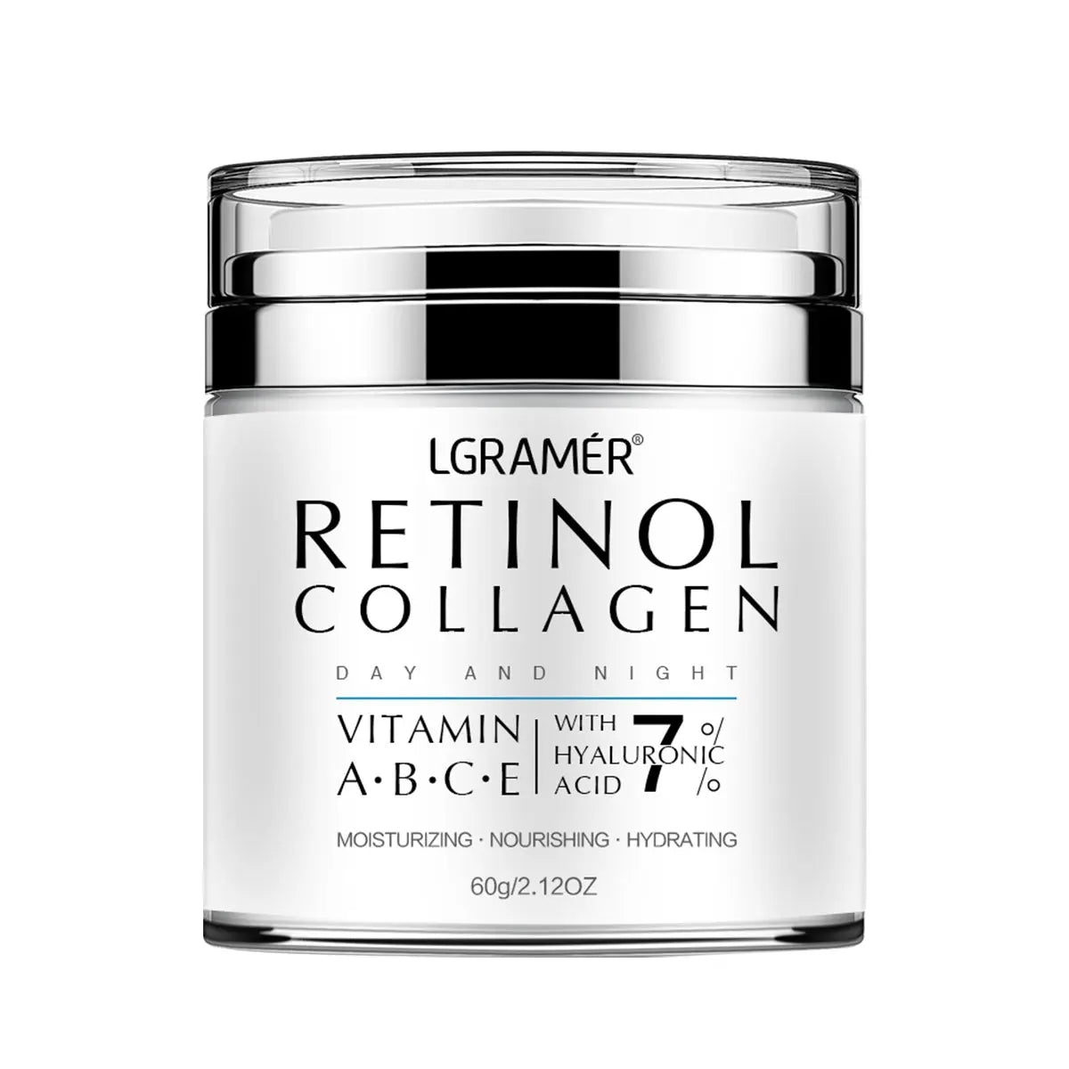 LGRAMÉR Retinol Anti-Aging Face Cream | Collagen & Hyaluronic Acid | Moisturizing, Wrinkle Removal & Skin Nourishment | Day & Night Use | 60ml