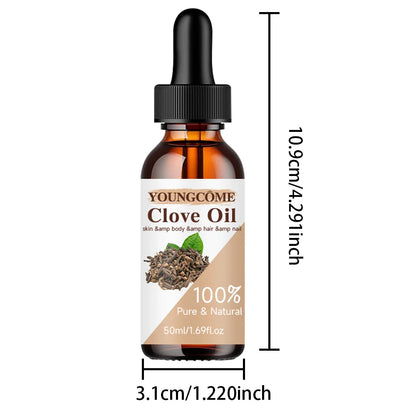 YOUNGCOME Clove Essential Oil | 99% Pure & Natural | Moisturizing, Repair & Anti-Aging | Skin, Body, Hair & Nails | 50ml