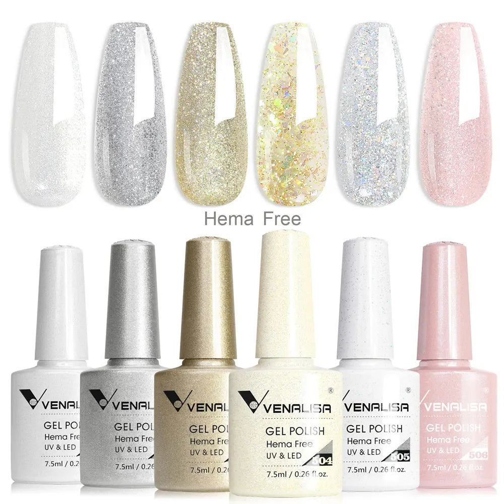 Venalisa Nail Gel Polish Kit HEMA FREE Nude Pink Color Collection Self Leveling Full Coverage Nail Manicure Set 6Pcs Kit