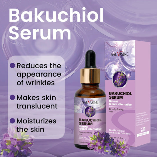 SAUVASINE Bakuchiol Face Serum | Natural Retinol Alternative | Anti-Aging, Wrinkle-Fading & Firm-Hydrating Care | 30ml