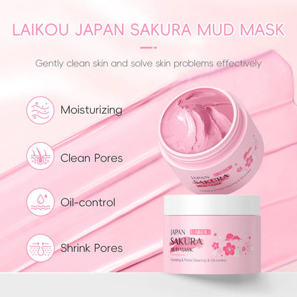 LAIKOU Sakura Mud Mask 25g Deep Cleansing Brightening Oil Control Face Mask Boost Radiance
