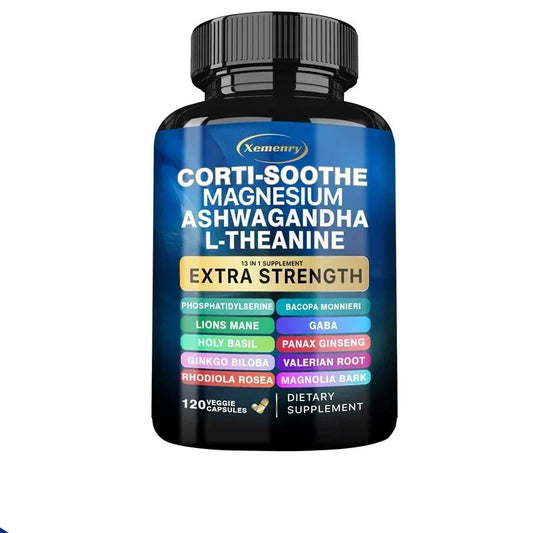 Xemenry | Corti-Soothe Magnesium Ashwagandha L-Theanine Capsules | Cortisol Balance, Adrenal & Sleep Support