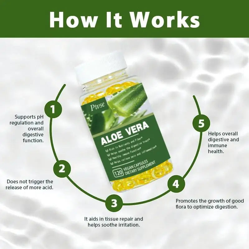 Ptvse | Organic Aloe Vera Supplement | Digestive Health, Immune Support, Anti-Inflammatory | 120 Vegan Capsules