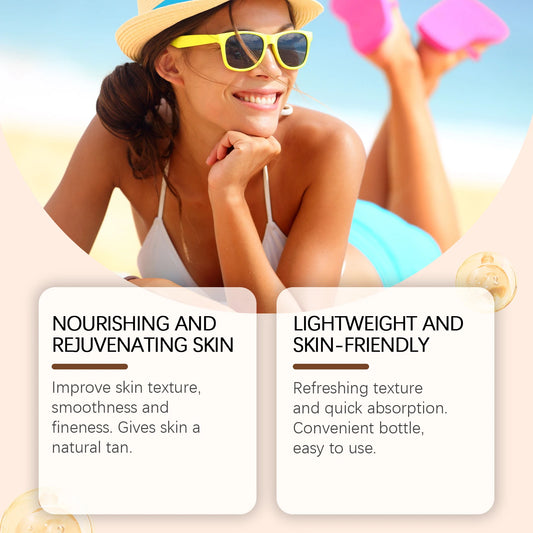 OCEAURA Coconut Dark Tanning Oil Long Lasting Bronzer Outdoor Summer Beach Brown Long Lasting Sunless Fake Tan Body Lotion 100m