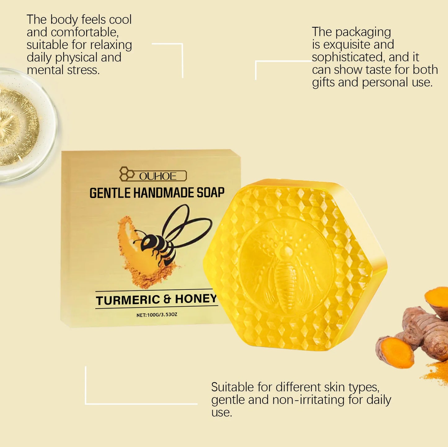 Fat Burning Soap Detox Weight Loss Anti Cellulite Slimming Body Belly Shaping Clean Moisturizing Tightening Turmeric Honey Soap