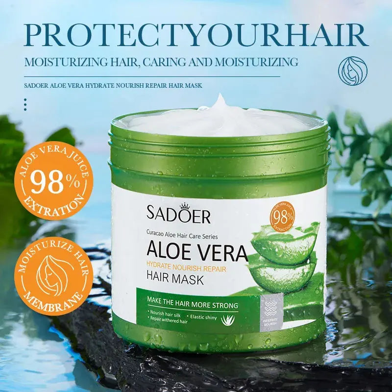 SADOER Aloe Vera Hair Mask | Moisturizing, Repairing & Keratin-Infused Treatment | Soft, Smooth & Nourished Hair Care | 500g