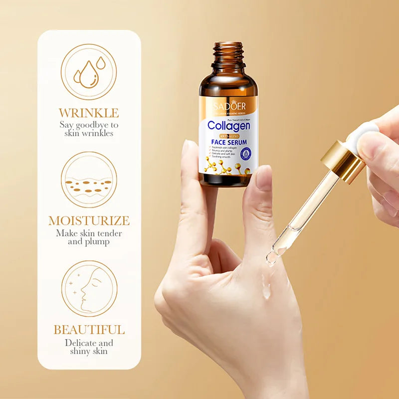 SADOER Collagen Face Serum | Anti-Aging, Moisturizing & Firming Facial Essence | Replenishes Collagen for Plump, Smooth Skin | 1/2/3pcs