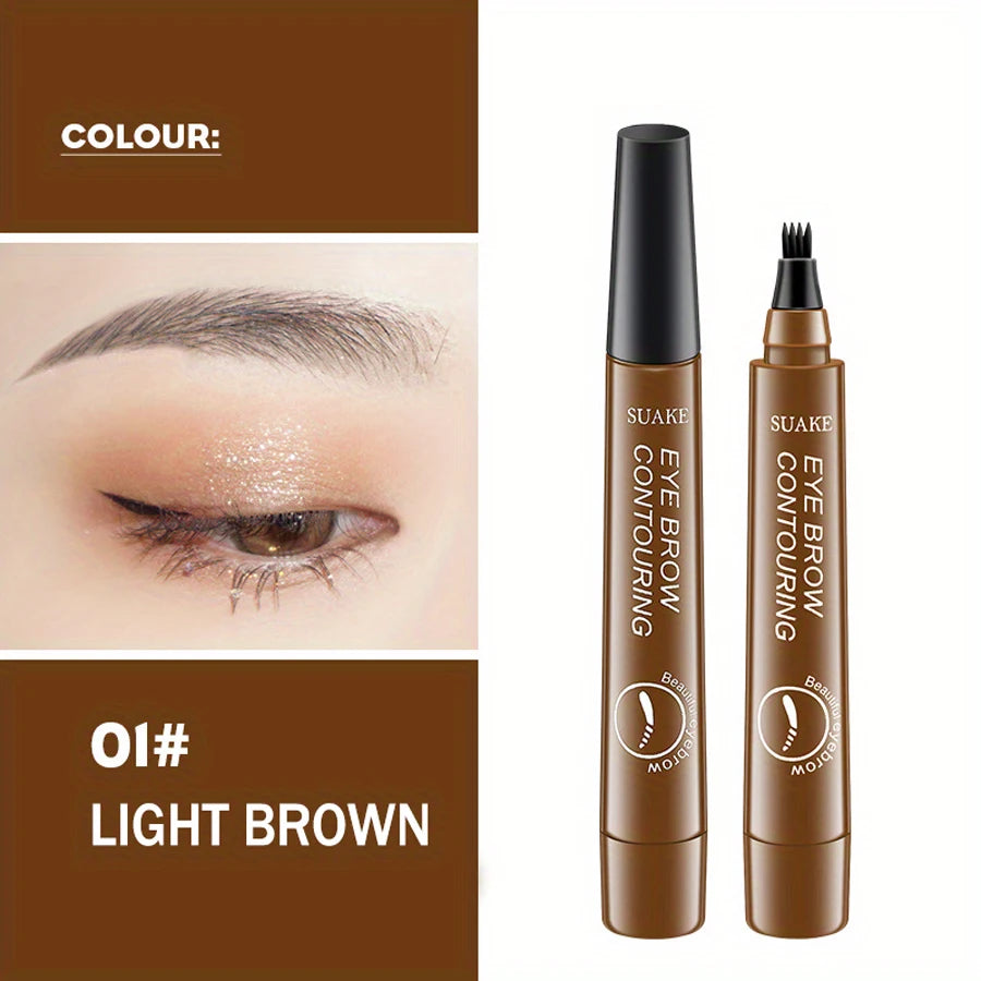 Waterproof Microblading Eyebrow Pen | 4-Split Tip, Natural-Looking Brows, Long-Lasting Makeup | 5 Colors