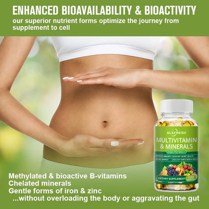 ALXFRESH | Multivitamin & Minerals Dietary Supplement | Boosts Immunity & Energy, Supports Hair, Skin & Nails